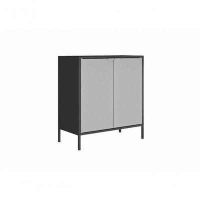 Balcão Alto Multiúso Itatiaia Smart - 2 Portas - Preto C- Cinza Matte