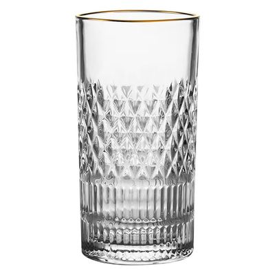 Jogo de Copos Altos LHermitage Esplanada 350ml com Borda Dourada em Cristal Ecológico - 6 Peças n/a