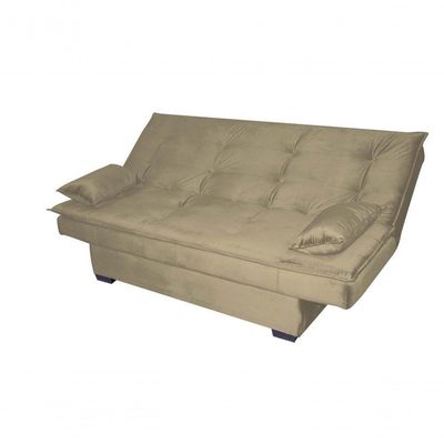 Sofá Cama Casal Reclinável Esmeralda - Veludo Marrom Claro
