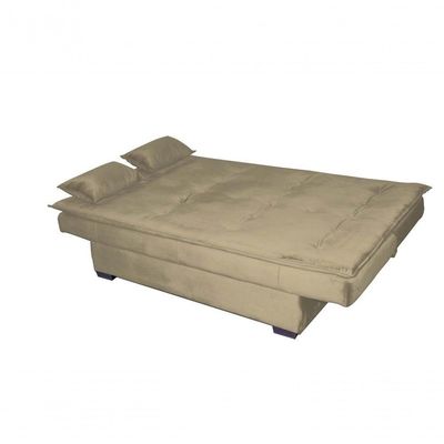 Sofá Cama Casal Reclinável Esmeralda - Veludo Marrom Claro