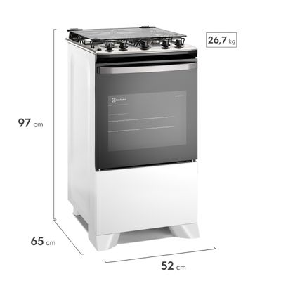 Fogão 4 bocas Electrolux Efficient Branco Mesa Inox, PerfectCook e VaporBake® (FE4IW) Bivolt