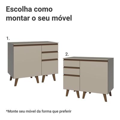 Gabinete Para Banheiro 100cm 1 Porta 3 Gavetas Nice Madesa 04 Crema