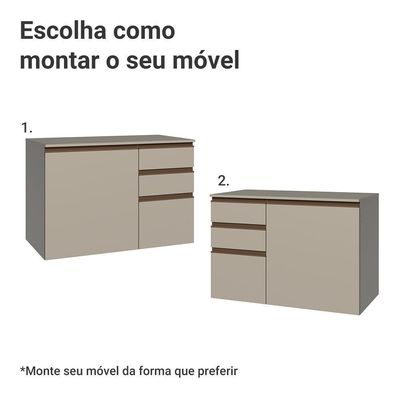 Gabinete Suspenso Para Banheiro 100cm 1 Porta 3 Gaveta Nice Madesa 03 Crema