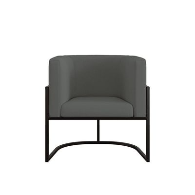 Kit Sofá 2 Lugares + 2 Poltronas Recepção Veludo Preto Cinza