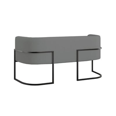 Kit Sofá 2 Lugares + 2 Poltronas Recepção Veludo Preto Cinza