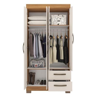 Guarda-roupa Solteiro Nt 6010 - Freijó / Off White - Notável