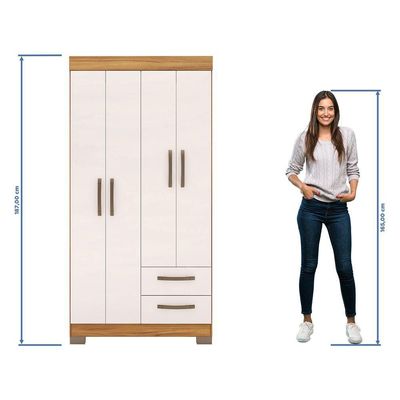 Guarda-roupa Solteiro Nt 6010 - Freijó / Off White - Notável