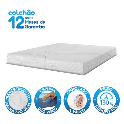 Colchão Viena Queen Size 20x158x198cm Viscoelástico D40+D33 Enrolado a Vácuo Bartira Branco