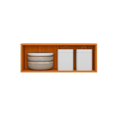 Armário Aéreo Poliman Ravena 80cm 1 Porta Basculante Pistão a Gás Freijó/Off White
