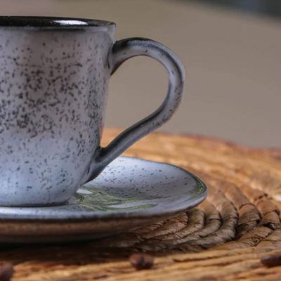 Jogo de 6 Xícaras e Pires de Café 120ml Stoneware Orgânico Echo Porto Brasil n/a