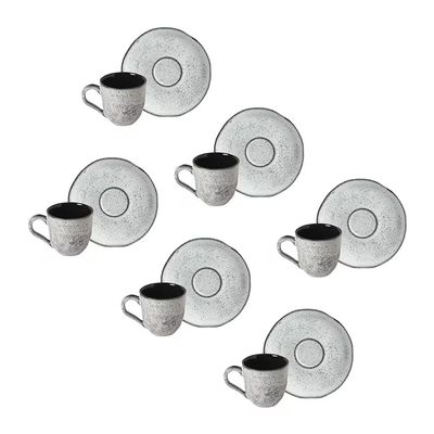 Jogo de 6 Xícaras e Pires de Café 120ml Stoneware Orgânico Echo Porto Brasil n/a