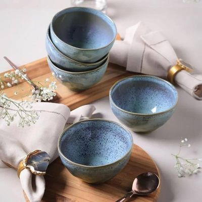 Conjunto de Bowls Orgânicos Breeze Stoneware 6 Peças 558ml Porto Brasil Azul