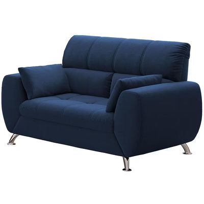 Sofá 2 Lugares Bélgica em Tecido Suede com 2 Almofadas Linoforte Azul Marinho