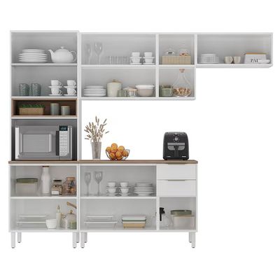 Cozinha Completa Itatiaia Renova com 12 Portas, 2 Gavetas, 5 Prateleiras, Nicho para Micro-ondas e 270cm de largura - Branco Neve n/a