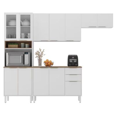 Cozinha Completa Itatiaia Renova com 12 Portas, 2 Gavetas, 5 Prateleiras, Nicho para Micro-ondas e 270cm de largura - Branco Neve n/a