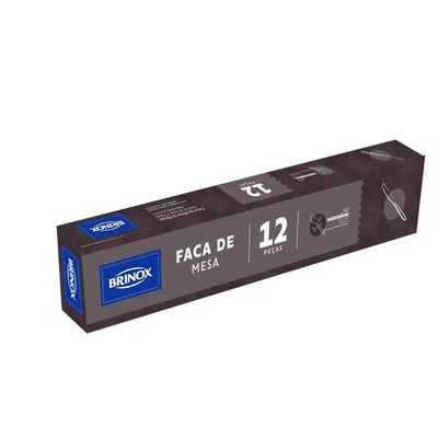 Conjunto de Facas de Mesa Módena Aço Inox 12 Peças Acabamento Arredondado Brinox Inox