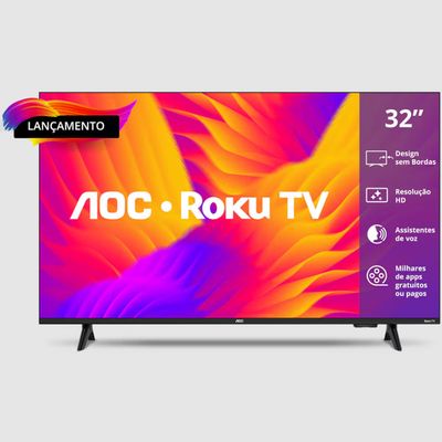 Smart TV 32 Polegadas HD 32S5155/78G Roku TV AOC Preto / Bivolt