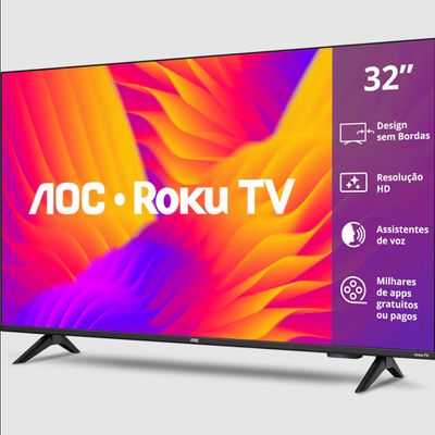 Smart TV 32 Polegadas HD 32S5155/78G Roku TV AOC Preto / Bivolt