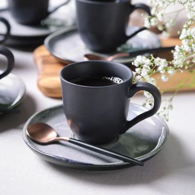 Jogo de 6 Xícaras e Pires de Café 120ml Stoneware Bio Dust Porto Brasil n/a