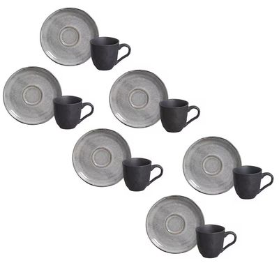Jogo de 6 Xícaras e Pires de Café 120ml Stoneware Bio Dust Porto Brasil n/a
