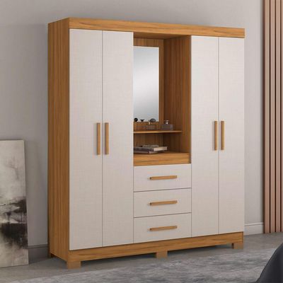 Guarda-roupa 4 Portas Nt 5015 Freijó Com Off White - Notável