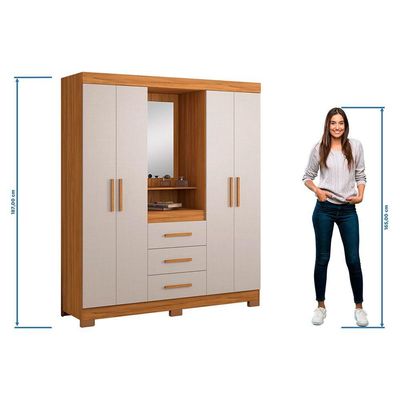 Guarda-roupa 4 Portas Nt 5015 Freijó Com Off White - Notável