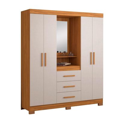 Guarda-roupa 4 Portas Nt 5015 Freijó Com Off White - Notável
