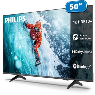 Smart TV Philips 50 Polegadas 4K 50PUG7300/78 UHD Titan OS Pixel Precise Comando de Voz Preto / Bivolt