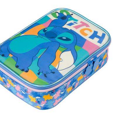 Estojo Escolar Feminino Grande Stitch Azul U / Azul