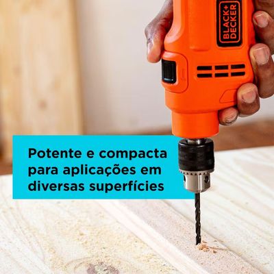 Furadeira de Impacto Black+Decker BED710450 3/8 Polegadas 450W Empunhadura Ergonômica Gatilho Anatômico Laranja e Preto / 110V