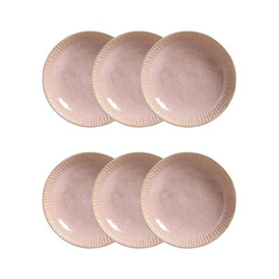 Conjunto de Pratos Fundos Linhas Litchi Rosa Claro 830 ml 6 Peças Porto Brasil Rosa