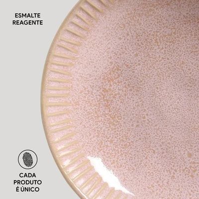 Conjunto de Pratos Fundos Linhas Litchi Rosa Claro 830 ml 6 Peças Porto Brasil Rosa