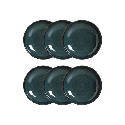 Conjunto 6 Pratos Fundos Stoneware 1,1L Bio Oceano Esmalte Reagente Porto Brasil Azul