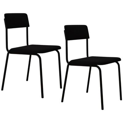 Kit 02 Cadeiras Estofada Para Sala De Jantar Sense Preto C01 Linho Preto - Lyam Decor