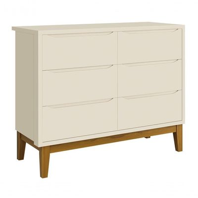 Cômoda 6 Gavetas Classic New Areia Fosco Com Madeira - Moveisaqui