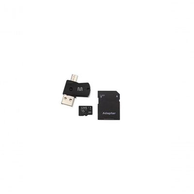 Cartão De Memória 4x1 Ultra High Speed Até 80 Mb-s Uhs1 16gb +adaptador Sd Usb Dual Mc150 Classe 10