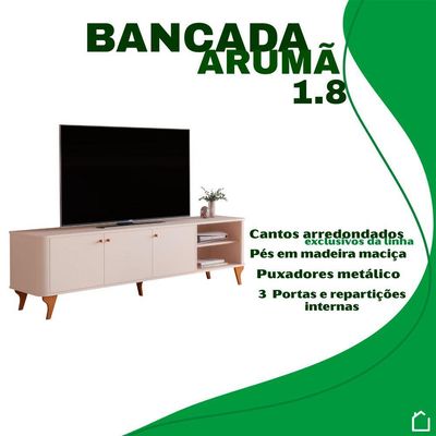 Rack Aruma Com 3 Portas E Cantos Arredondados Off White