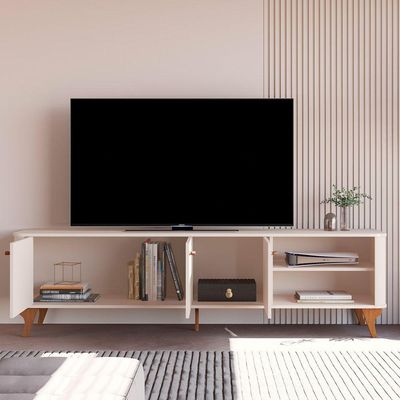 Rack Aruma Com 3 Portas E Cantos Arredondados Off White