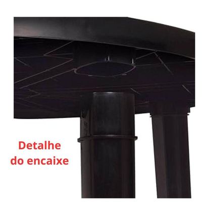Mesa Plástica Redonda Demontável Mor Preta E Branca Cor Branco
