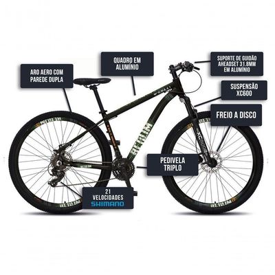 Bicicleta Colli Berlim Aro 29 Shimano 21 Marchas Preto-branco