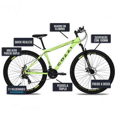 Bicicleta Colli Toronto Aluminio Aro 29 Disco-shimano 21v Verde Claro