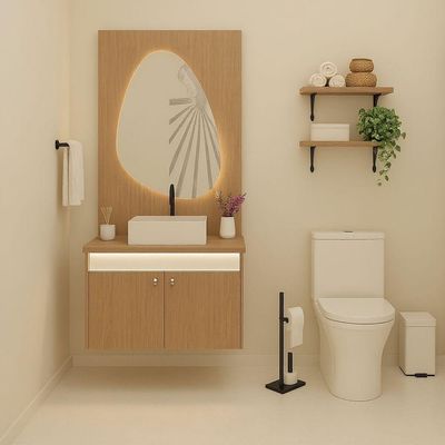 Gabinete Para Banheiro Tech Led 2p 80cm Suspenso Branco