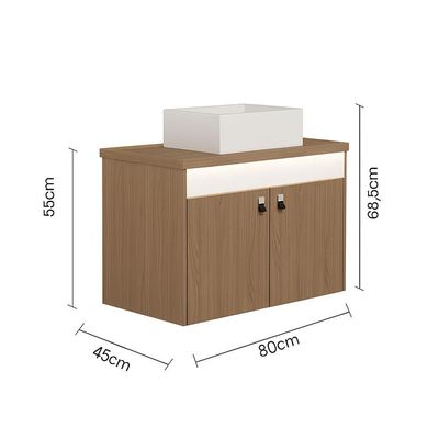 Gabinete Para Banheiro Tech Led 2p 80cm Suspenso Branco