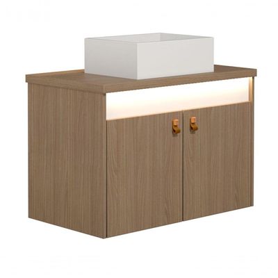 Gabinete Para Banheiro Tech Led 2p 80cm Suspenso Branco