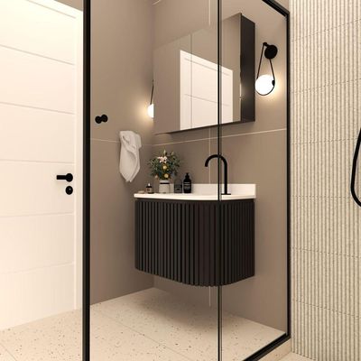 Gabinete Para Banheiro Suspenso Emma 80cm Branco/preto