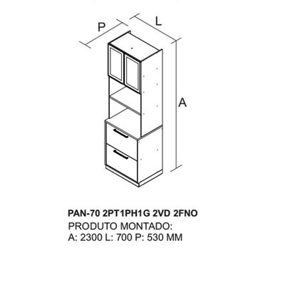 Paneleiro Torre Quente Essence 3 Portas 1 Gaveta 230cm De Altura 2 Nicho Para Forno - Itatiaia
