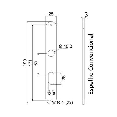 Fechadura Perfil Estreito Externa 21mm - 3f
