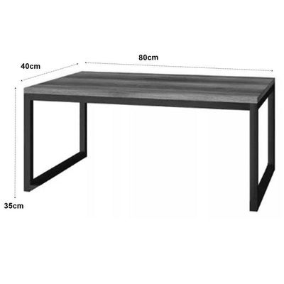 Mesa Centro Sala Pés De Ferro Industrial 80x40 Tampo Mdf Preto Rubi