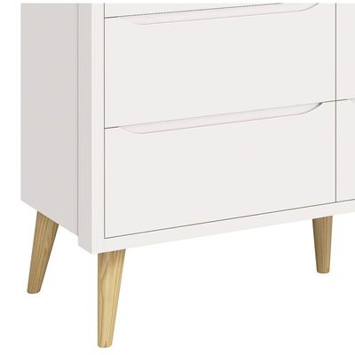 Cômoda 6 Gavetas Théo New Branco Fosco Com Natural - Moveisaqui