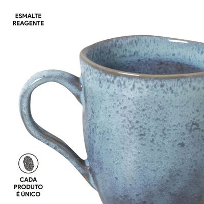 Conjunto de Canecas Orgânico Breeze em Stoneware Azul 273ml 4 Peças Porto Brasil Azul